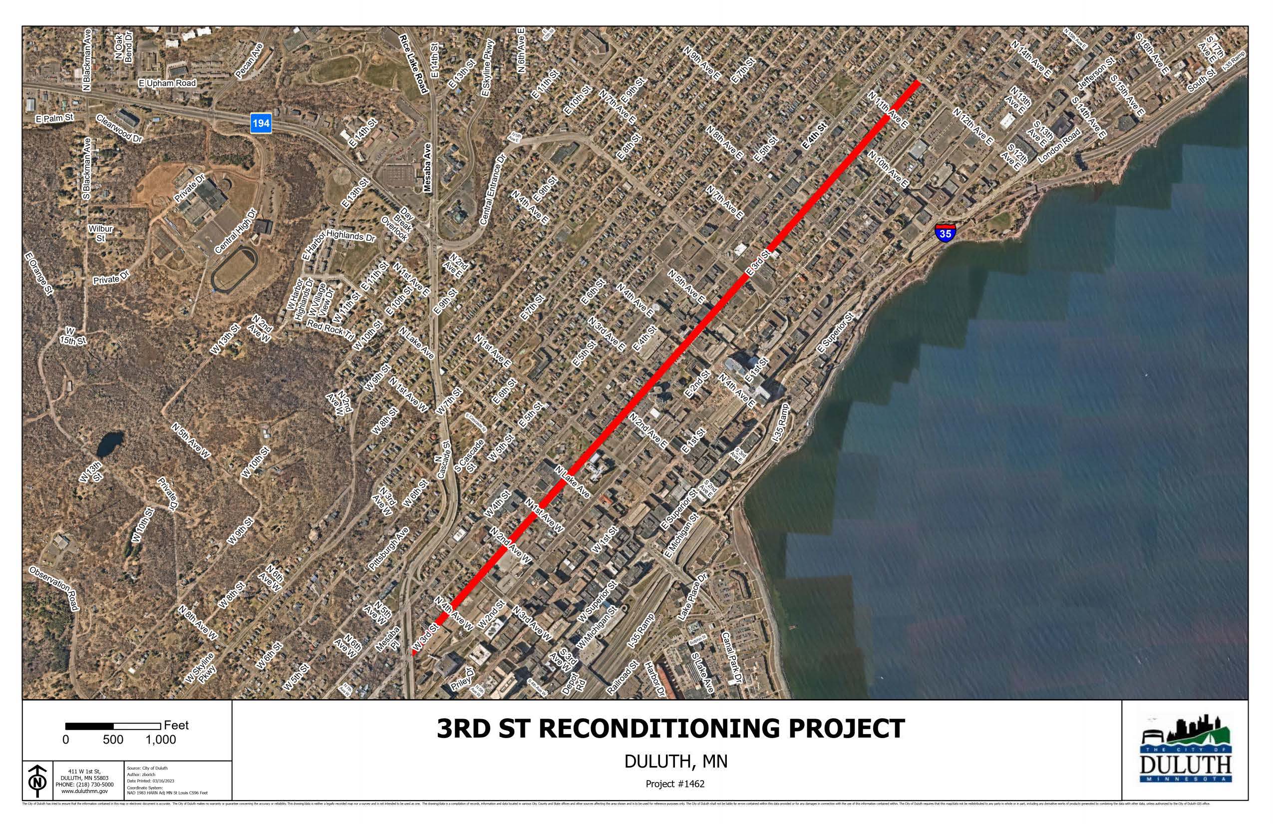 3rd St Reconditioning Project Map